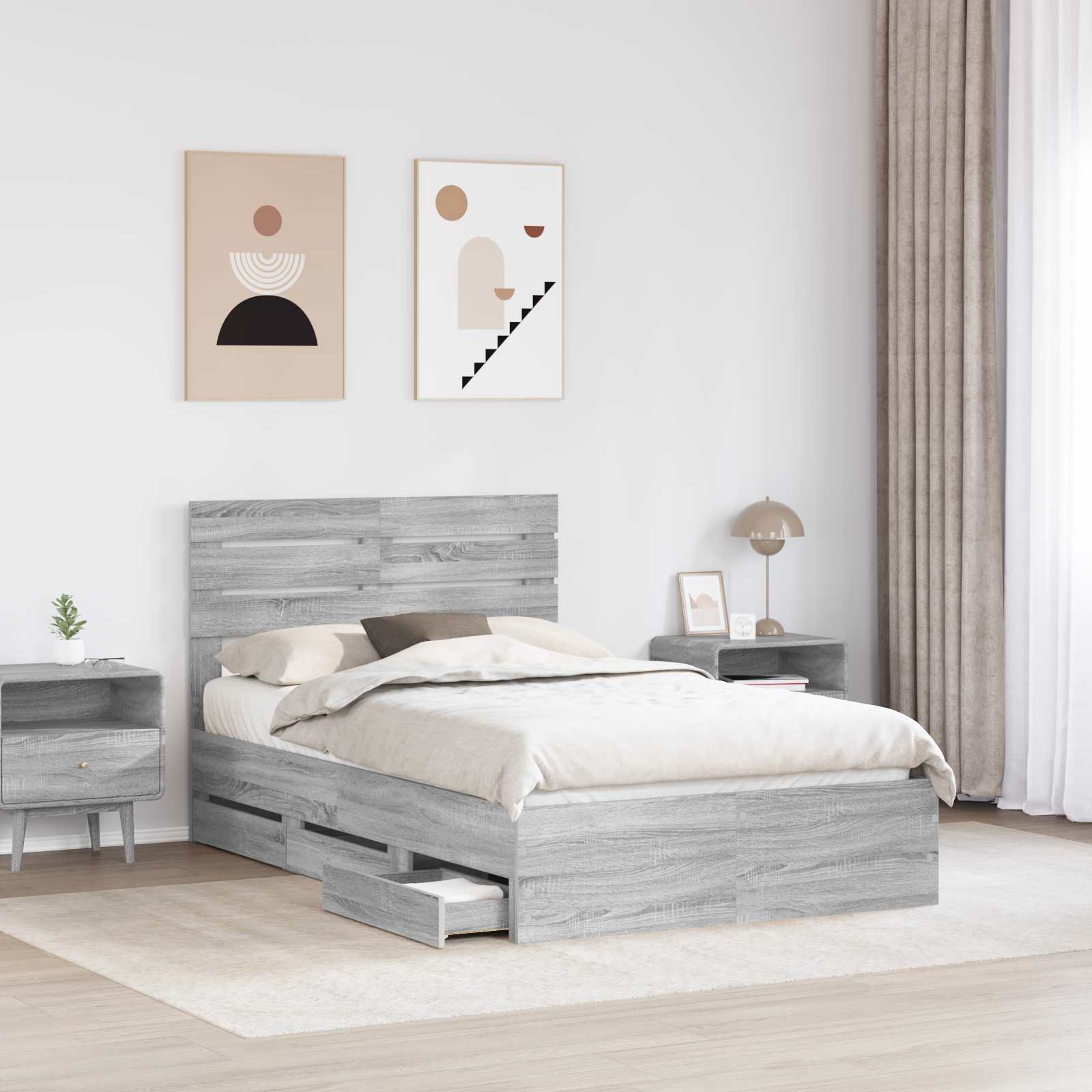 Struttura del letto con cassetto Grigio Sonoma 120 x 190 cm | homemem39