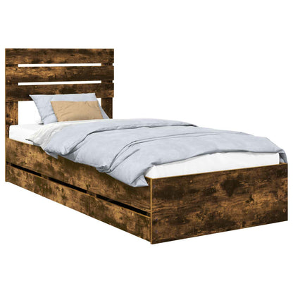 Struttura del letto con cassetto Rovere fumé 100 x 200 cm