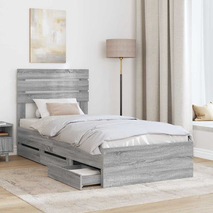 Struttura del letto con cassetto Grigio Sonoma 100 x 200 cm