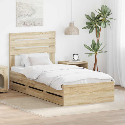 Struttura del letto con cassetto Rovere Sonoma 90 x 200 cm | homemem39
