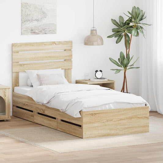Struttura del letto con cassetto Rovere Sonoma 90 x 200 cm | homemem39