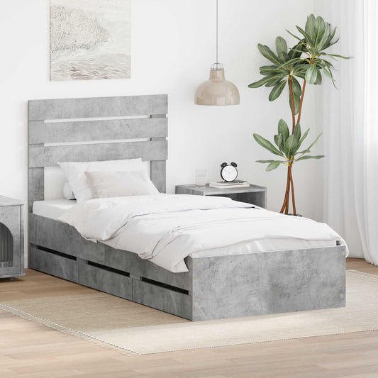 Struttura del letto con cassetto Grigio cemento 90 x 200 cm