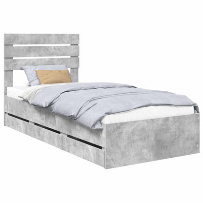 Struttura del letto con cassetto Grigio cemento 90 x 190 cm