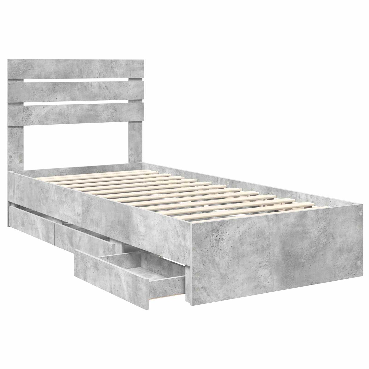 Struttura del letto con cassetto Grigio cemento 90 x 190 cm