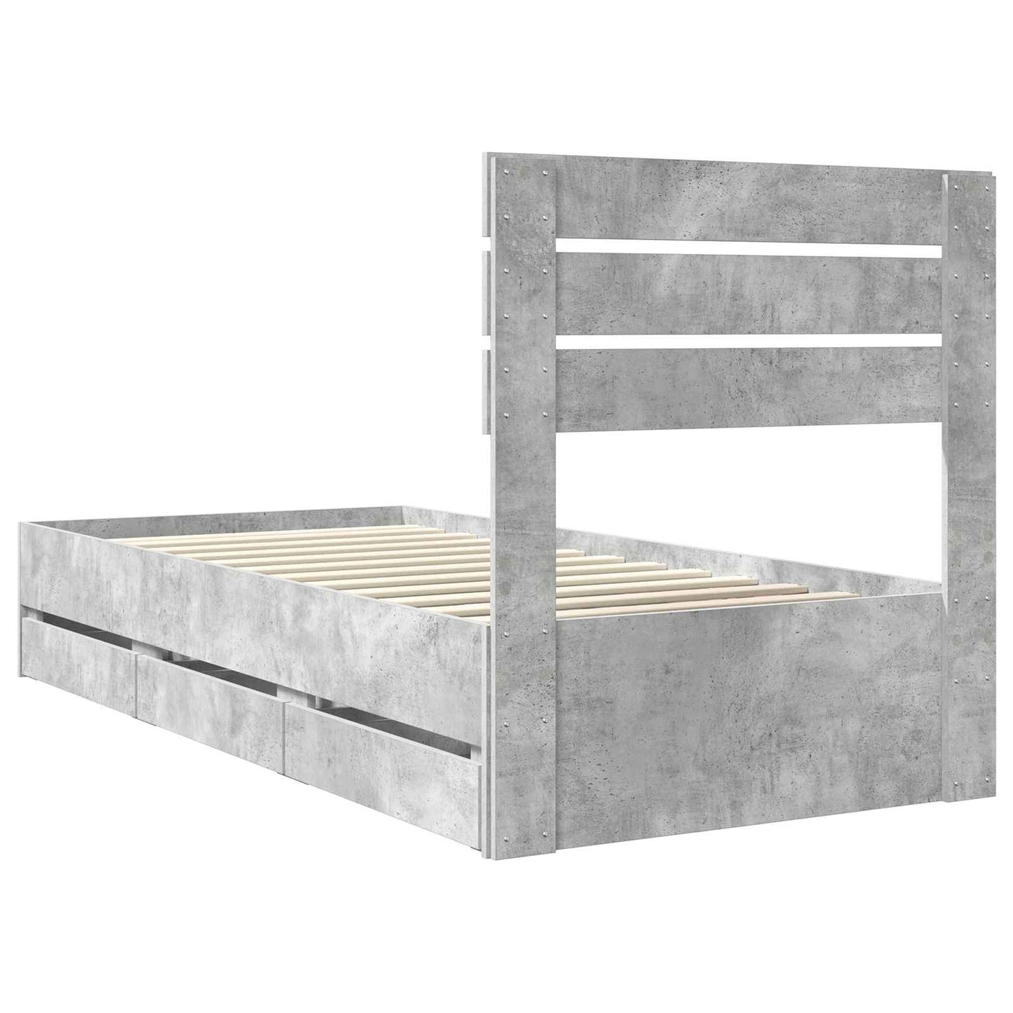 Struttura del letto con cassetto Grigio cemento 90 x 190 cm