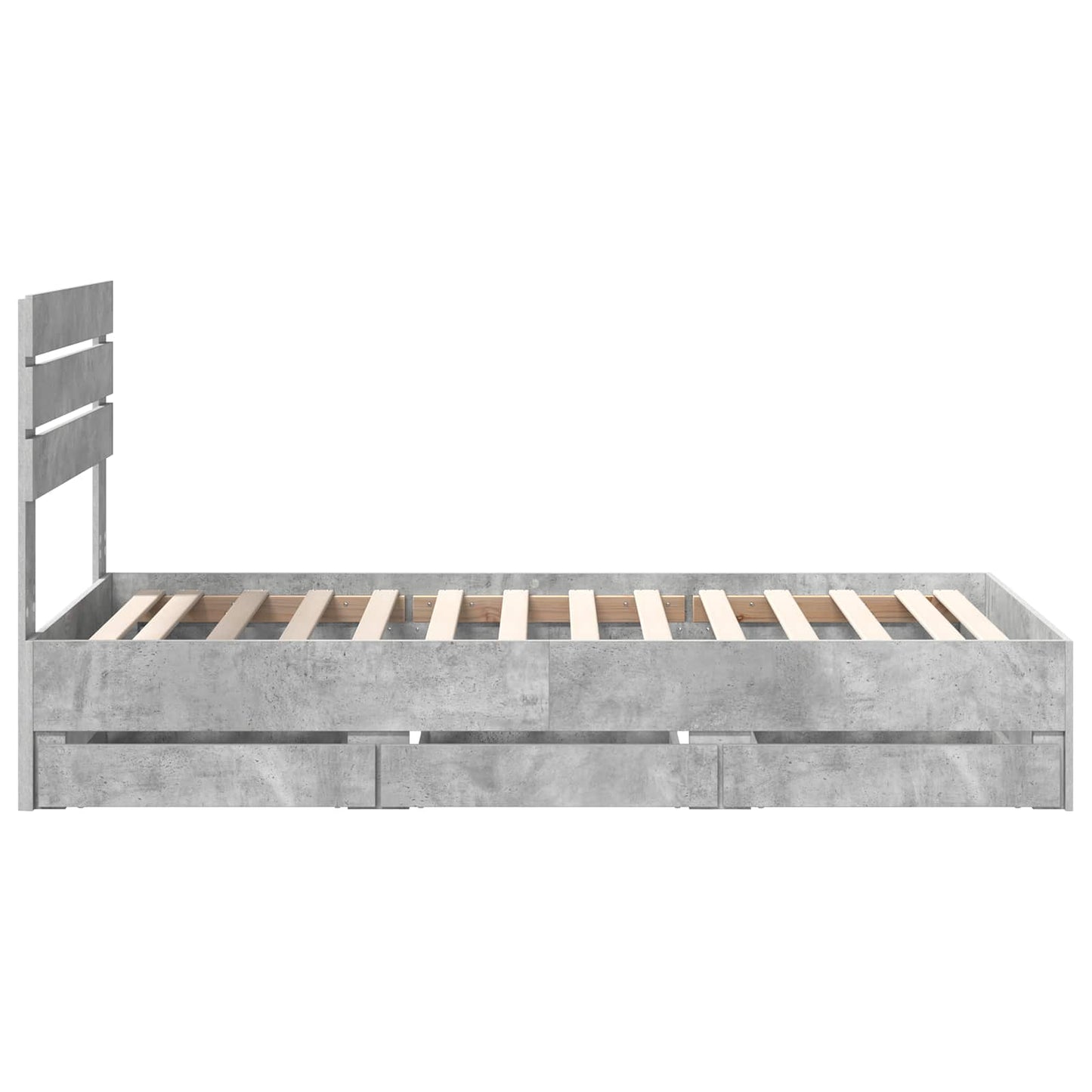 Struttura del letto con cassetto Grigio cemento 90 x 190 cm