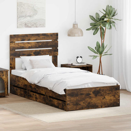 Struttura del letto con cassetto Rovere fumé 90 x 200 cm | homemem39