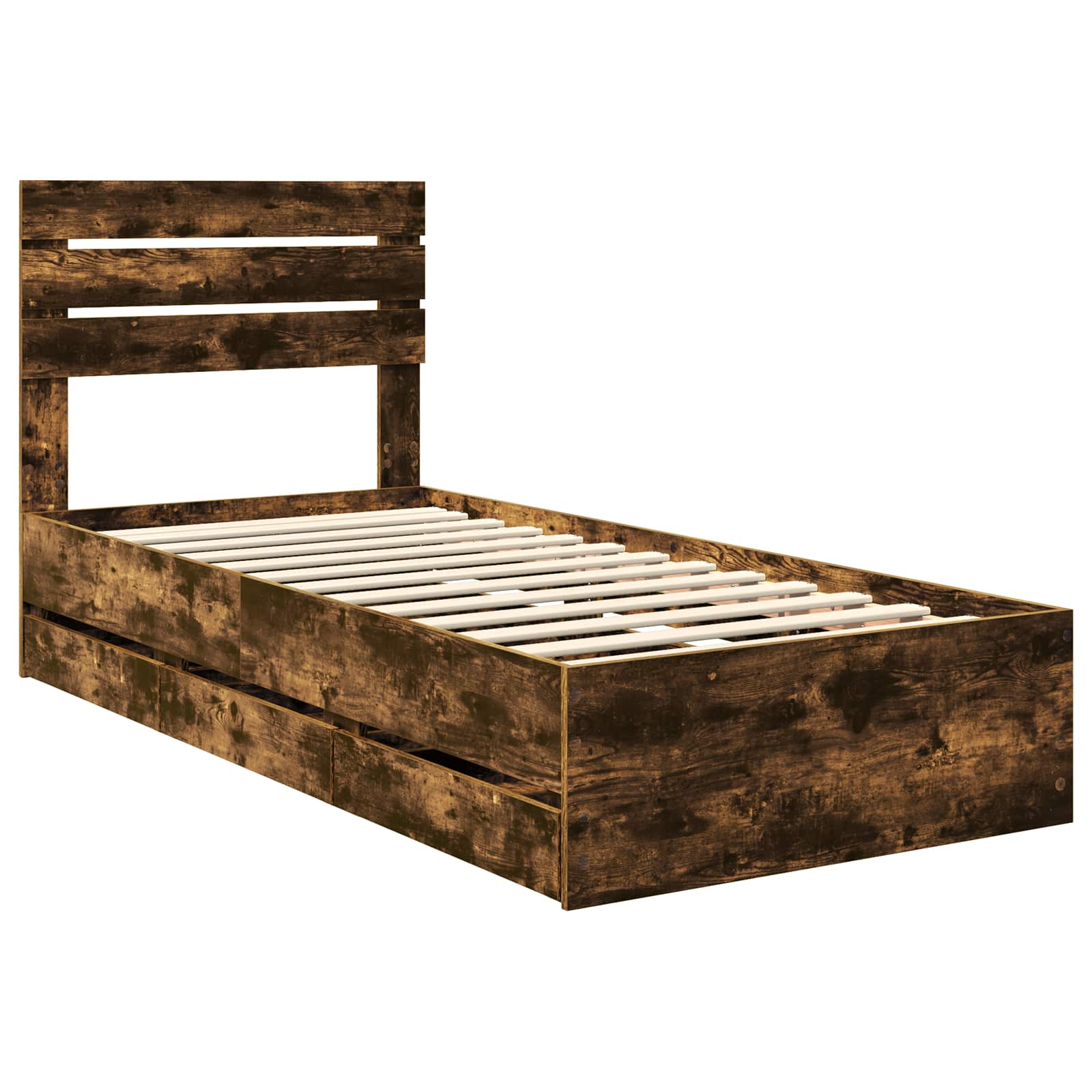 Struttura del letto con cassetto Rovere fumé 90 x 200 cm | homemem39