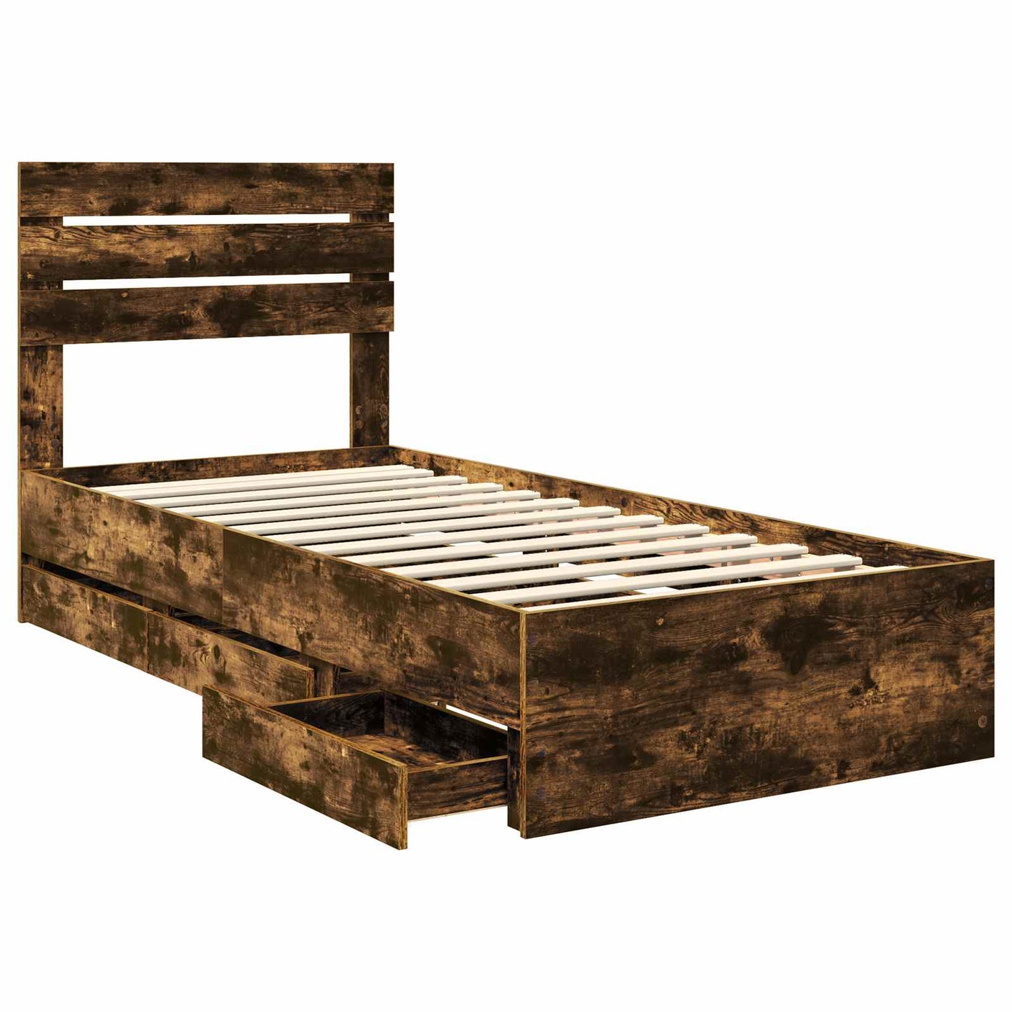 Struttura del letto con cassetto Rovere fumé 90 x 200 cm | homemem39