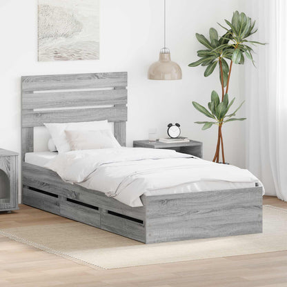 Struttura del letto con cassetto Grigio Sonoma 90 x 200 cm | homemem39