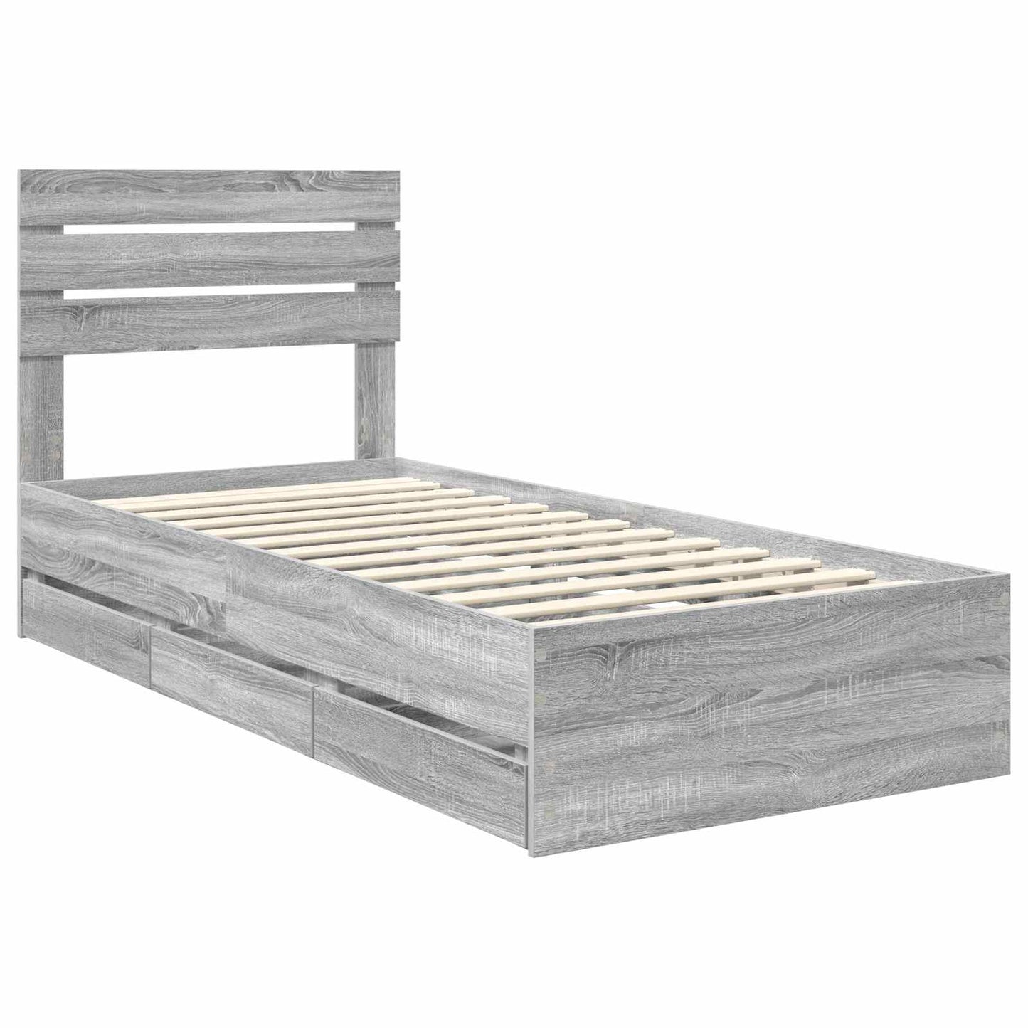 Struttura del letto con cassetto Grigio Sonoma 90 x 200 cm | homemem39