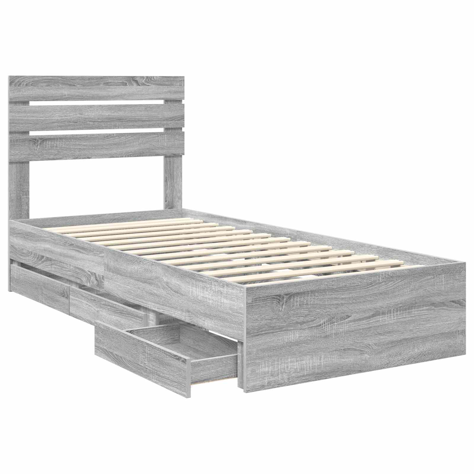Struttura del letto con cassetto Grigio Sonoma 90 x 200 cm | homemem39