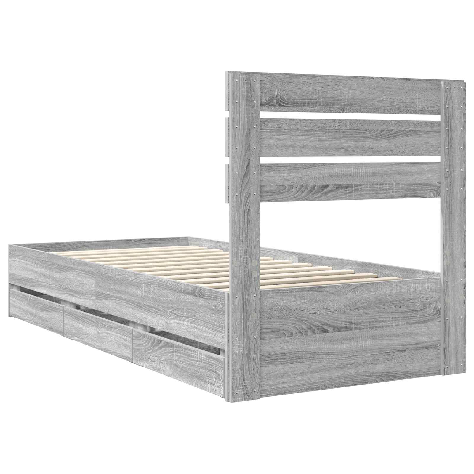 Struttura del letto con cassetto Grigio Sonoma 90 x 200 cm | homemem39