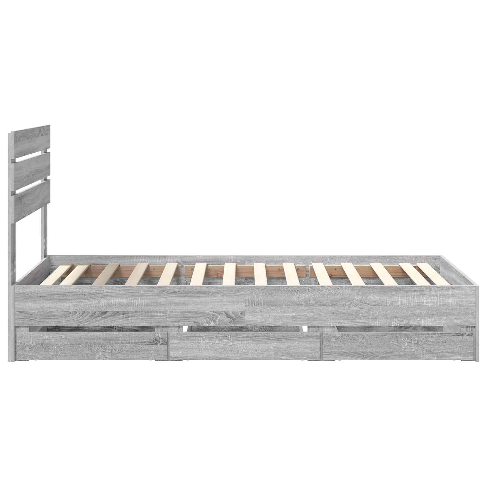 Struttura del letto con cassetto Grigio Sonoma 90 x 200 cm | homemem39