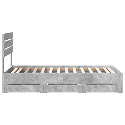 Struttura del letto con cassetto Grigio cemento 90 x 190 cm | homemem39