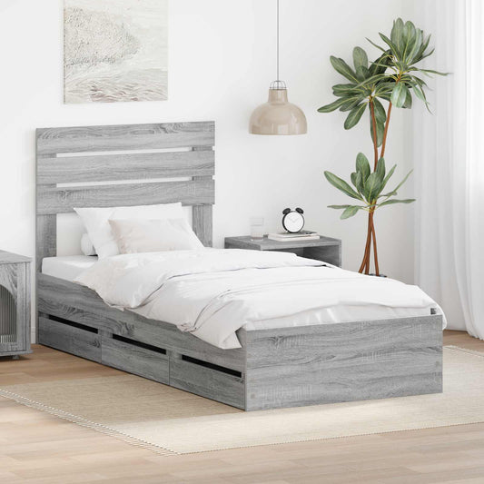 Struttura del letto con cassetto Grigio Sonoma 90 x 190 cm | homemem39