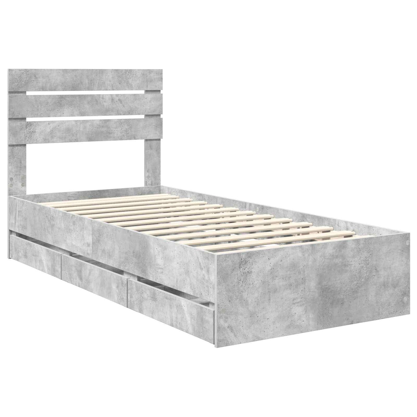 Struttura del letto con cassetto Grigio cemento 75 x 190 cm
