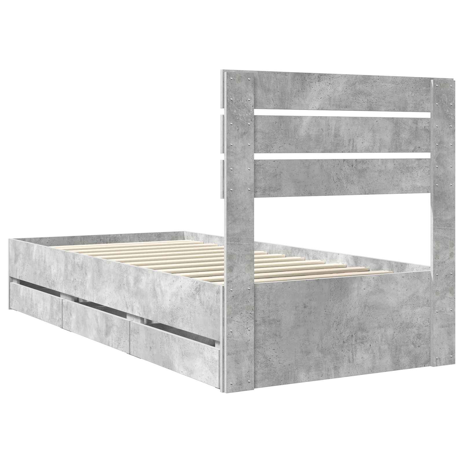 Struttura del letto con cassetto Grigio cemento 75 x 190 cm | homemem39