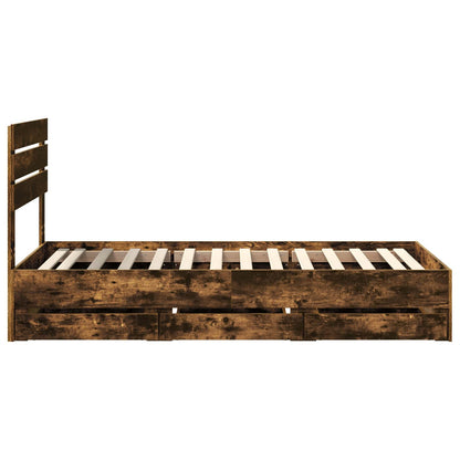 Struttura del letto con cassetto Rovere fumé 75 x 190 cm