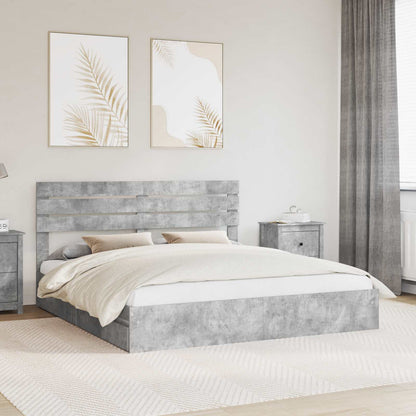 Letto con Contenitore con testiera Grigio cemento 200 x 200 cm | homemem39