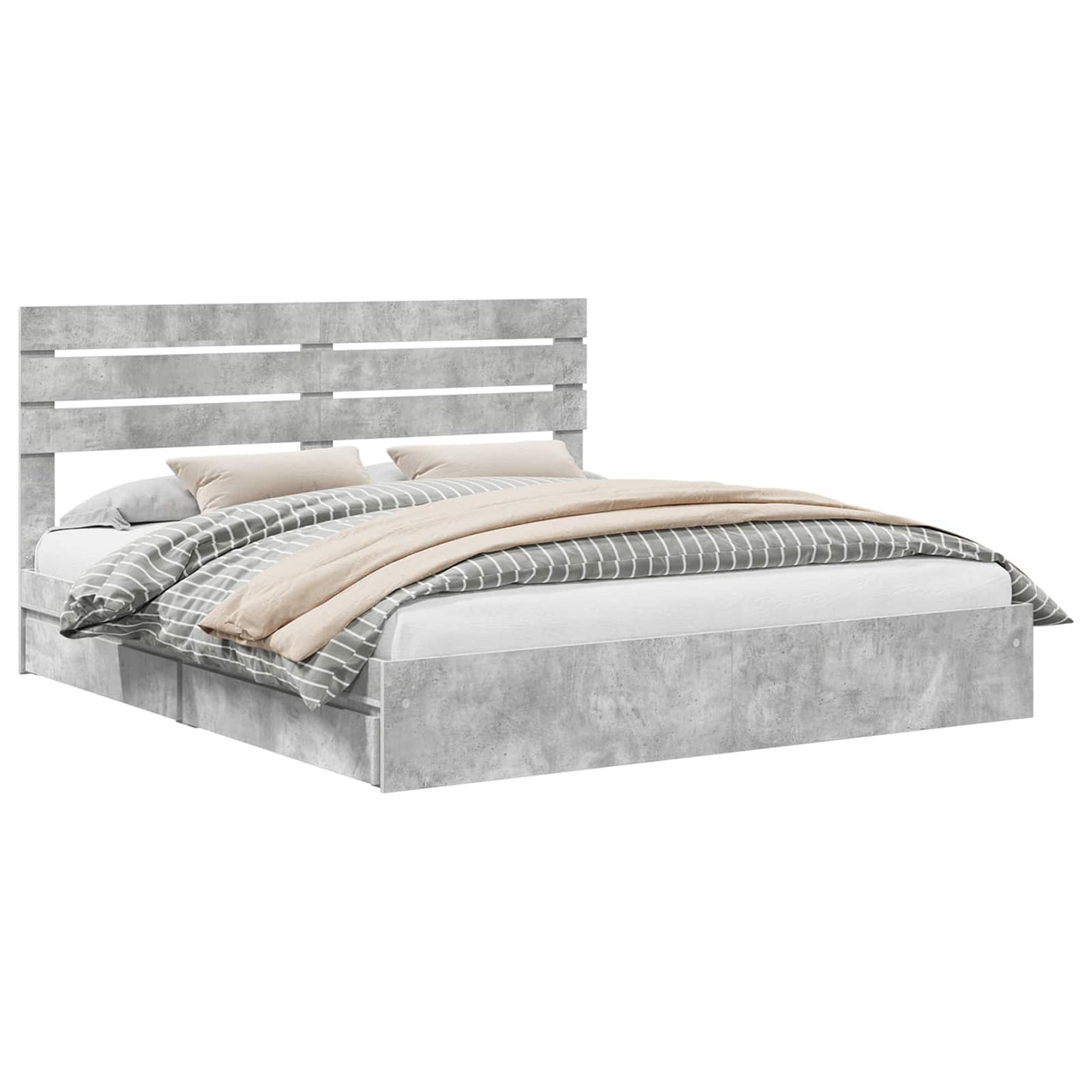 Letto con Contenitore con testiera Grigio cemento 200 x 200 cm | homemem39