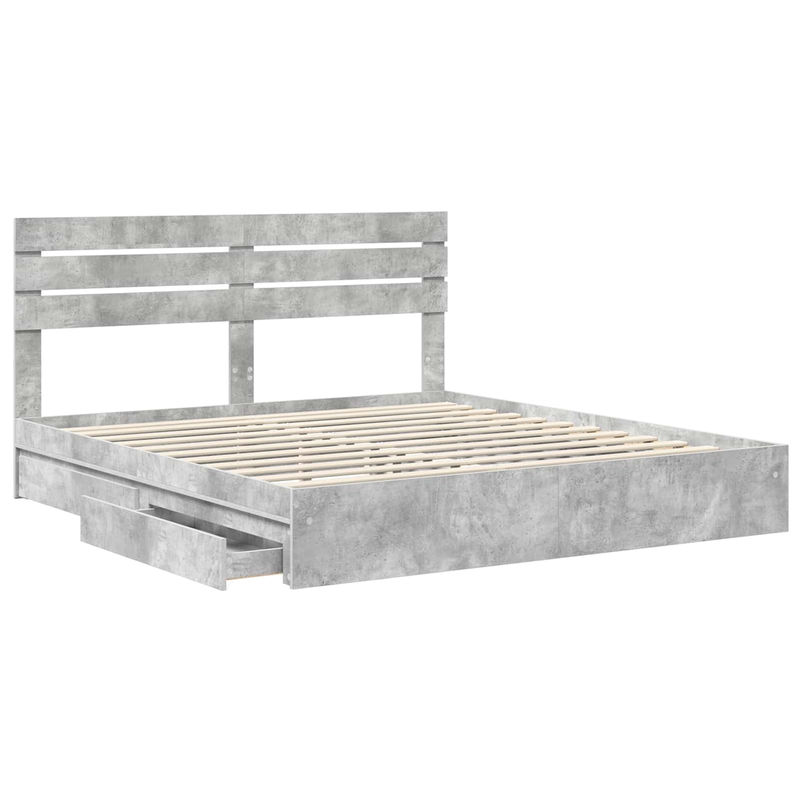 Letto con Contenitore con testiera Grigio cemento 200 x 200 cm | homemem39