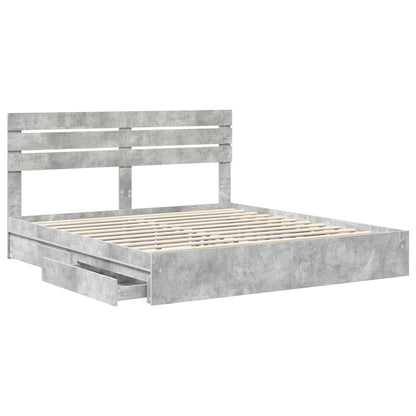 Letto con Contenitore con testiera Grigio cemento 200 x 200 cm | homemem39