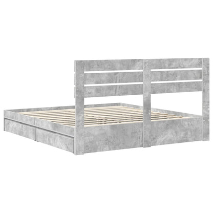 Letto con Contenitore con testiera Grigio cemento 200 x 200 cm | homemem39