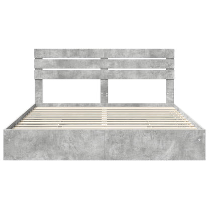 Letto con Contenitore con testiera Grigio cemento 200 x 200 cm | homemem39