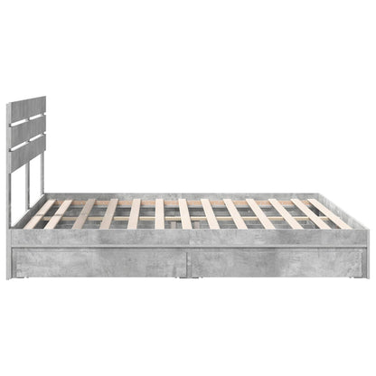 Letto con Contenitore con testiera Grigio cemento 200 x 200 cm | homemem39
