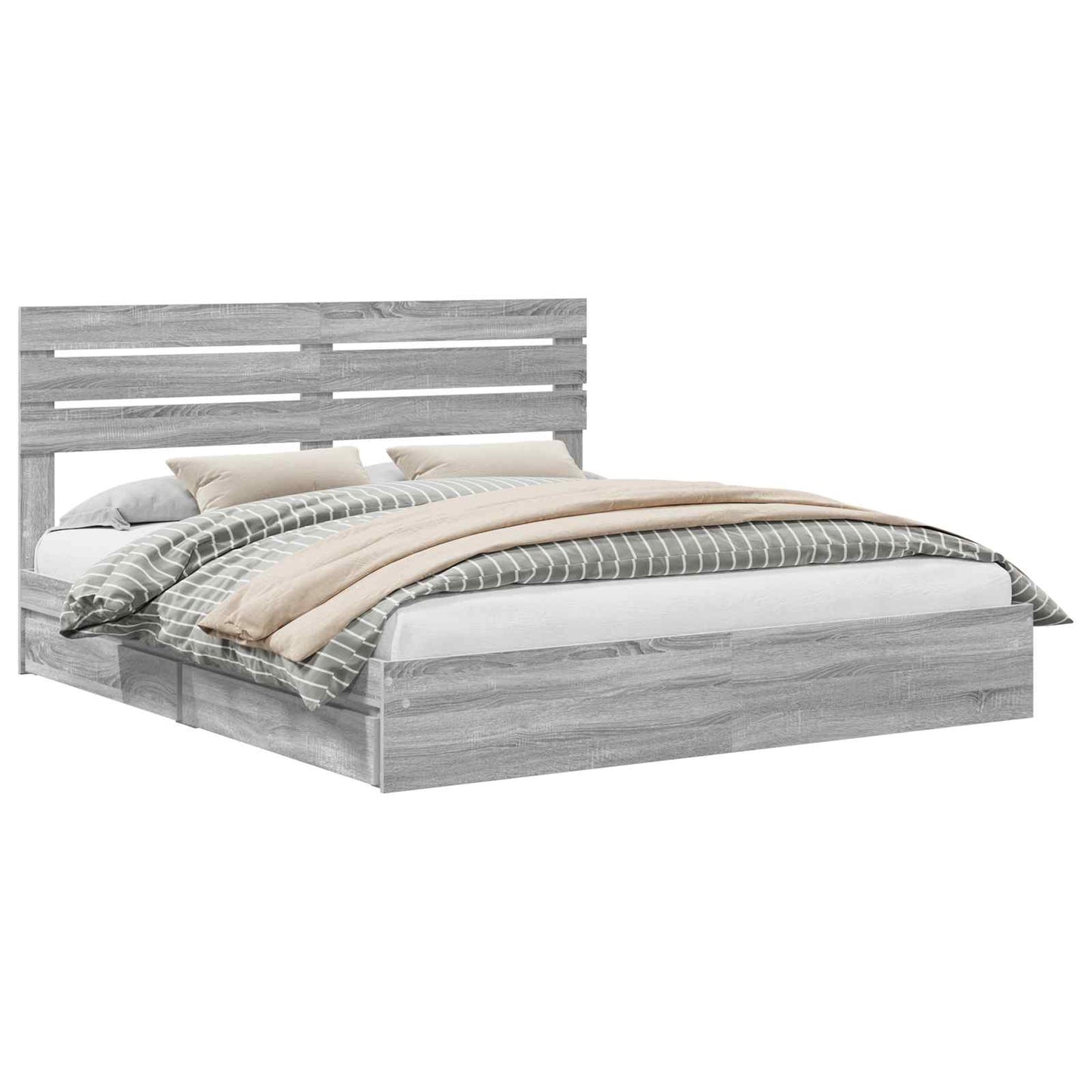 Letto con Contenitore con testiera Grigio Sonoma 200 x 200 cm | homemem39