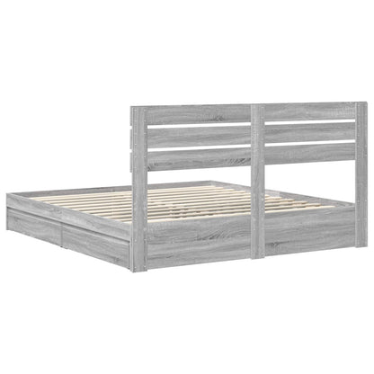 Letto con Contenitore con testiera Grigio Sonoma 200 x 200 cm | homemem39