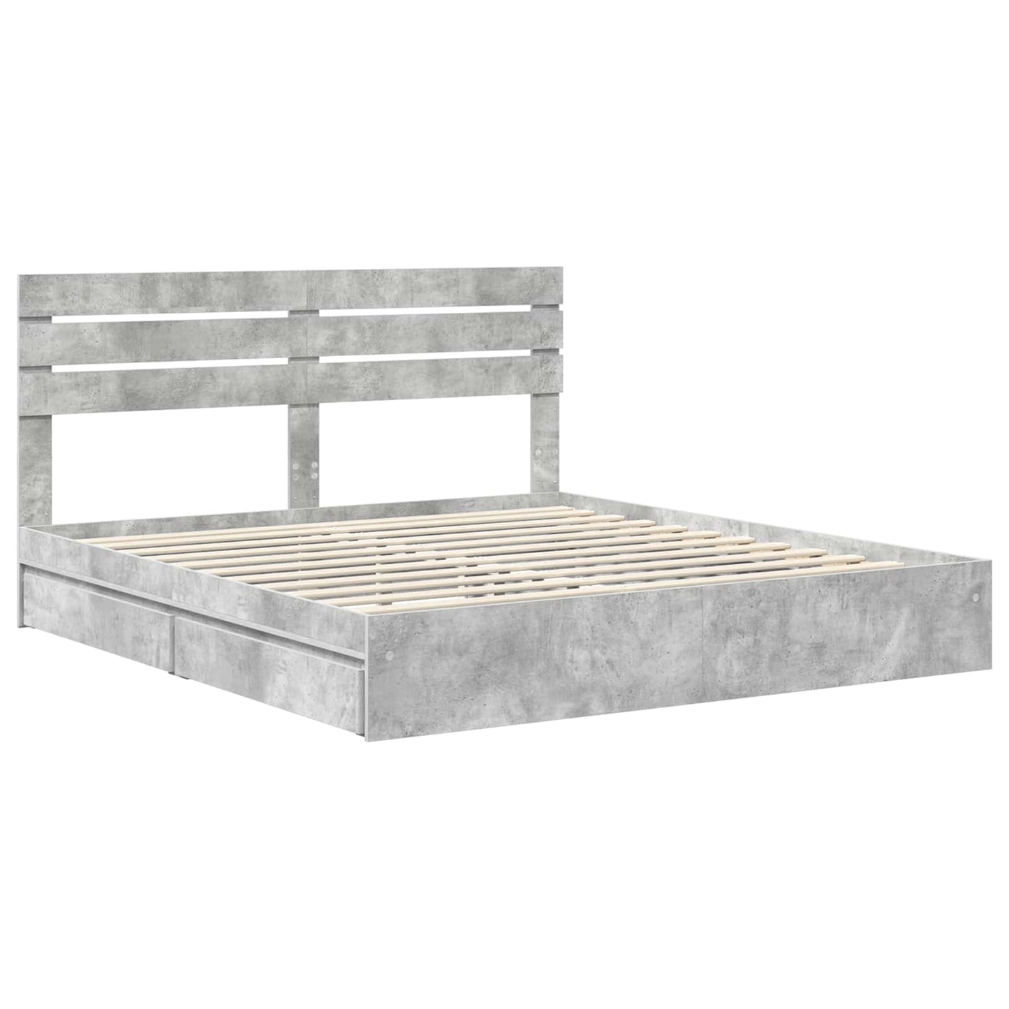 Letto con Contenitore con testiera Grigio cemento 180 x 200 cm | homemem39