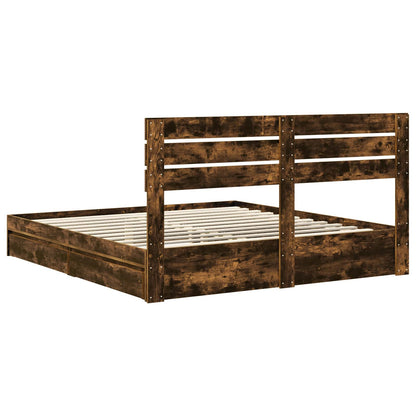 Letto con Contenitore con testiera Rovere fumé 180 x 200 cm | homemem39