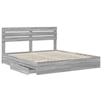 Letto con Contenitore con testiera Grigio Sonoma 180 x 200 cm | homemem39