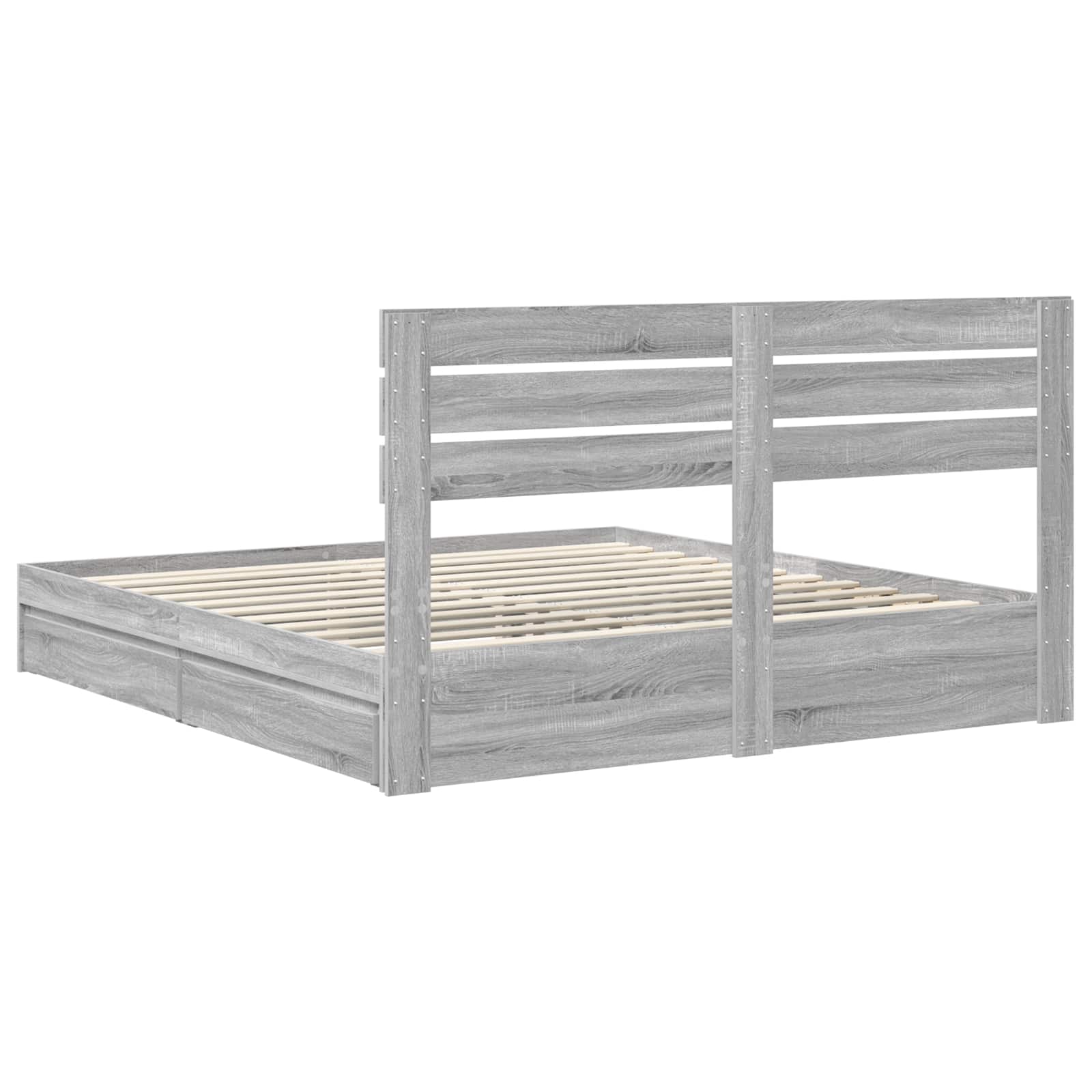 Letto con Contenitore con testiera Grigio Sonoma 180 x 200 cm | homemem39