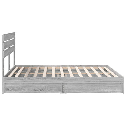 Letto con Contenitore con testiera Grigio Sonoma 180 x 200 cm | homemem39