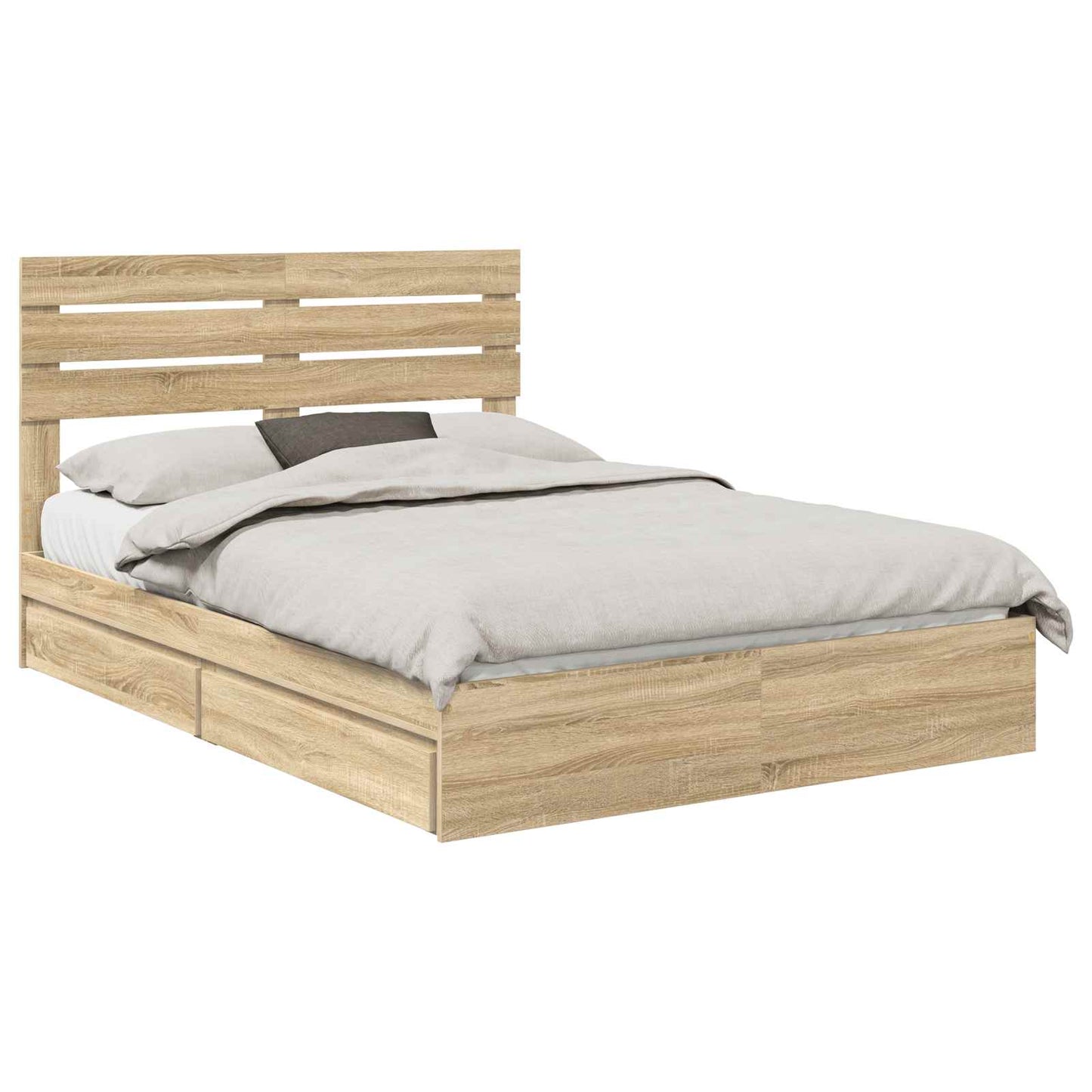 Letto con Contenitore con testiera Rovere Sonoma 160 x 200 cm | homemem39