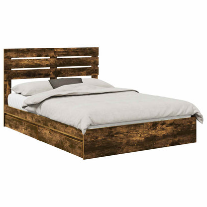 Letto con Contenitore con testiera Rovere fumé 160 x 200 cm | homemem39
