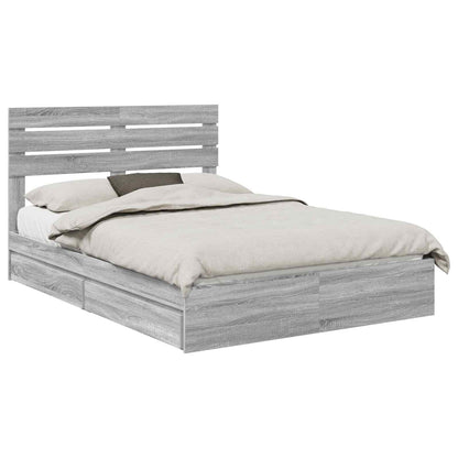 Letto con Contenitore con testiera Grigio Sonoma 160 x 200 cm | homemem39