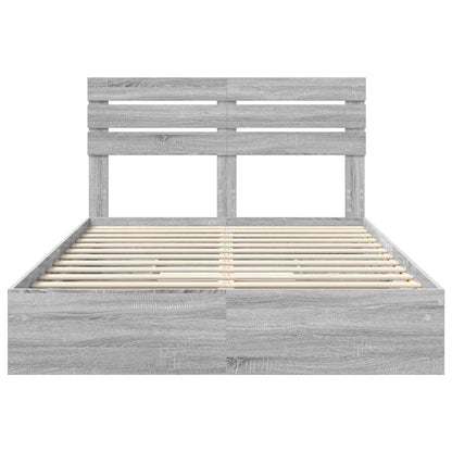 Letto con Contenitore con testiera Grigio Sonoma 160 x 200 cm | homemem39