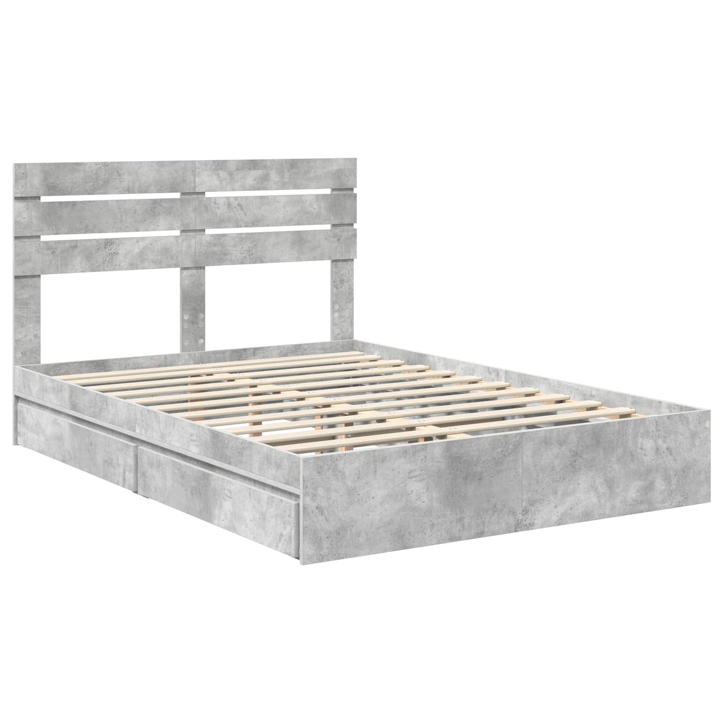 Letto con Contenitore con testiera Grigio cemento 150 x 200 cm | homemem39
