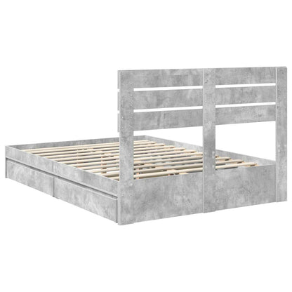 Letto con Contenitore con testiera Grigio cemento 150 x 200 cm | homemem39