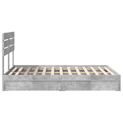 Letto con Contenitore con testiera Grigio cemento 150 x 200 cm | homemem39
