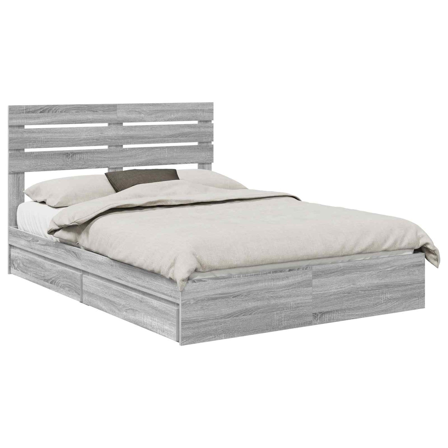 Letto con Contenitore con testiera Grigio Sonoma 150 x 200 cm | homemem39