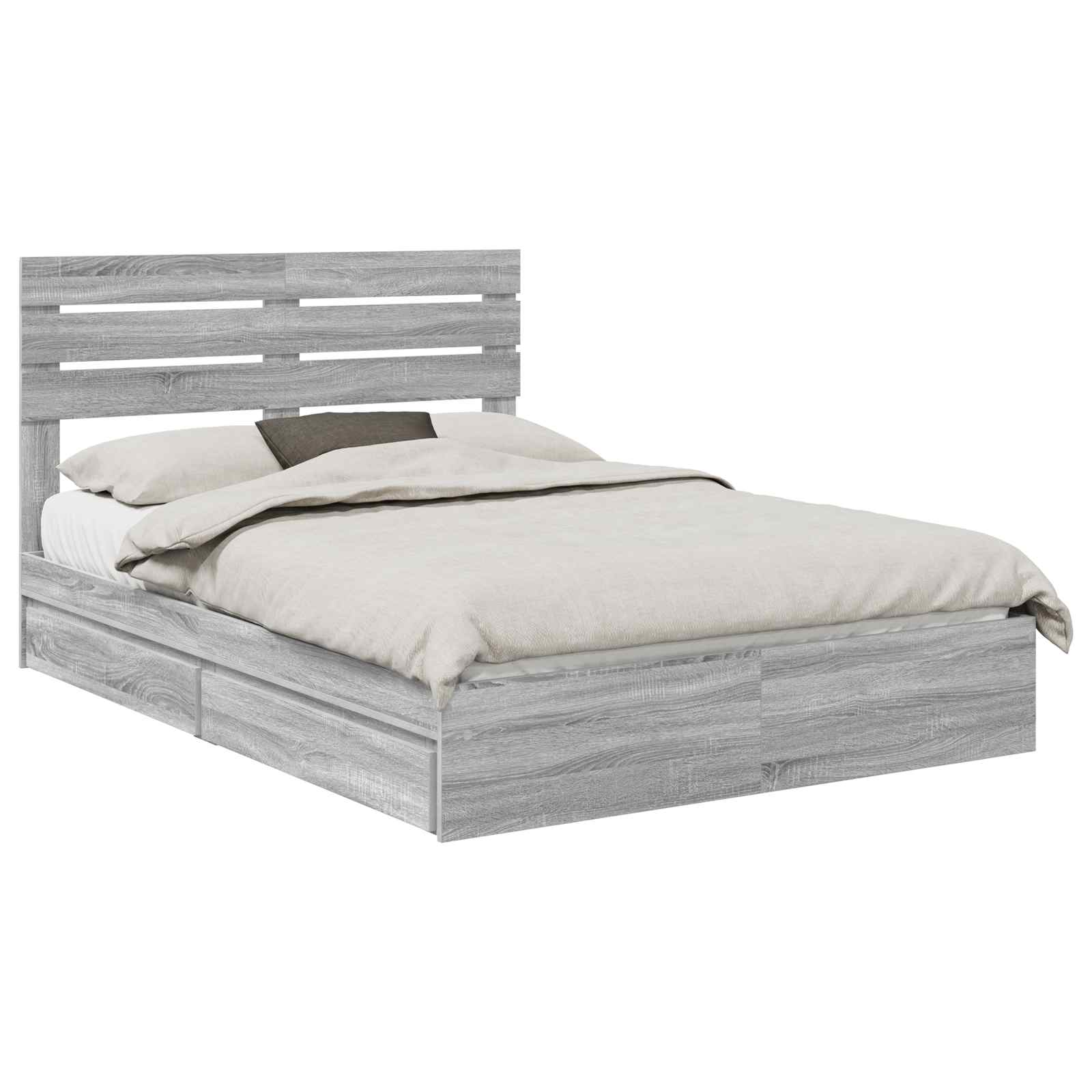 Letto con Contenitore con testiera Grigio Sonoma 150 x 200 cm | homemem39