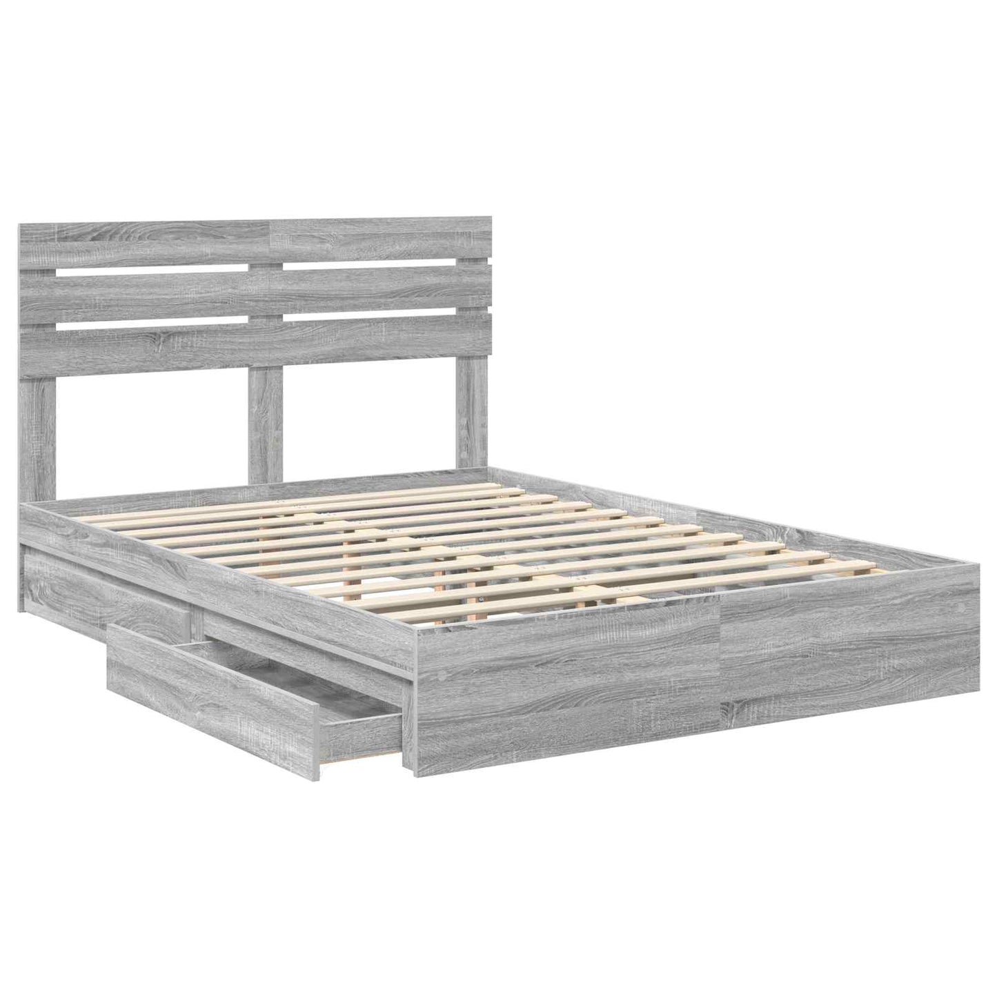 Letto con Contenitore con testiera Grigio Sonoma 150 x 200 cm | homemem39