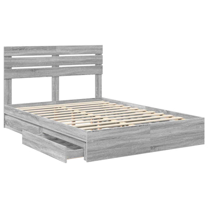Letto con Contenitore con testiera Grigio Sonoma 150 x 200 cm | homemem39