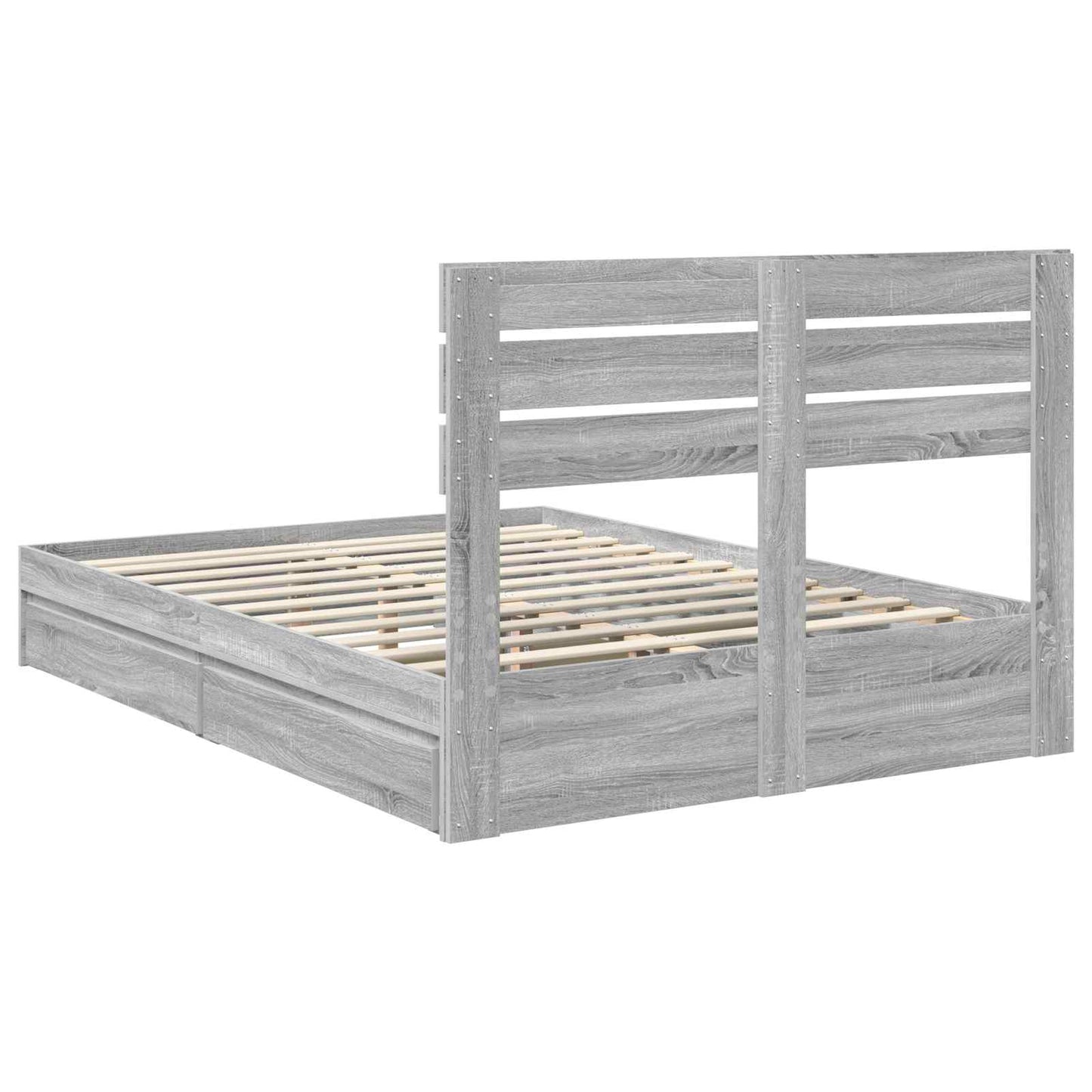 Letto con Contenitore con testiera Grigio Sonoma 150 x 200 cm | homemem39