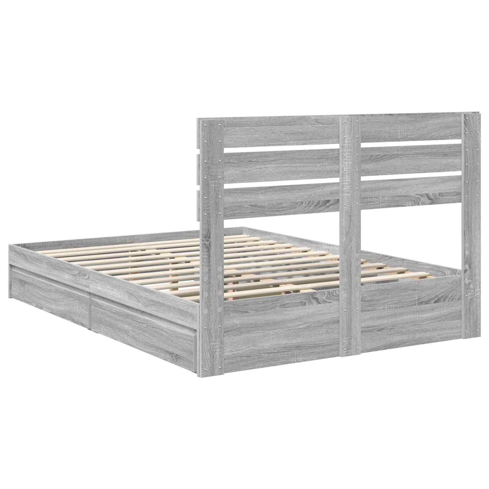 Letto con Contenitore con testiera Grigio Sonoma 140 x 200 cm | homemem39